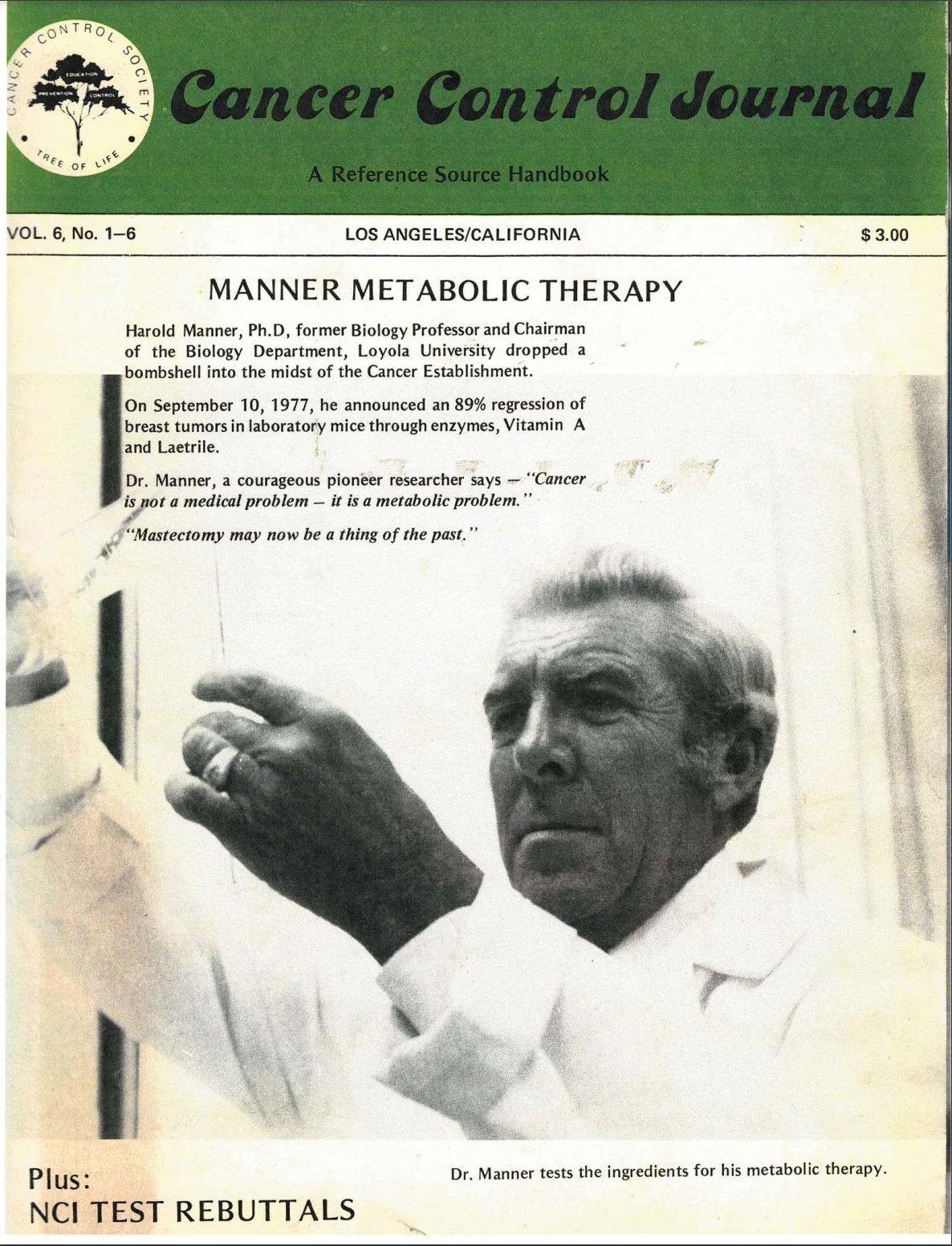 (Booklet) MANNER METABOLIC THERAPY - Cancer Control Journal - 1978
