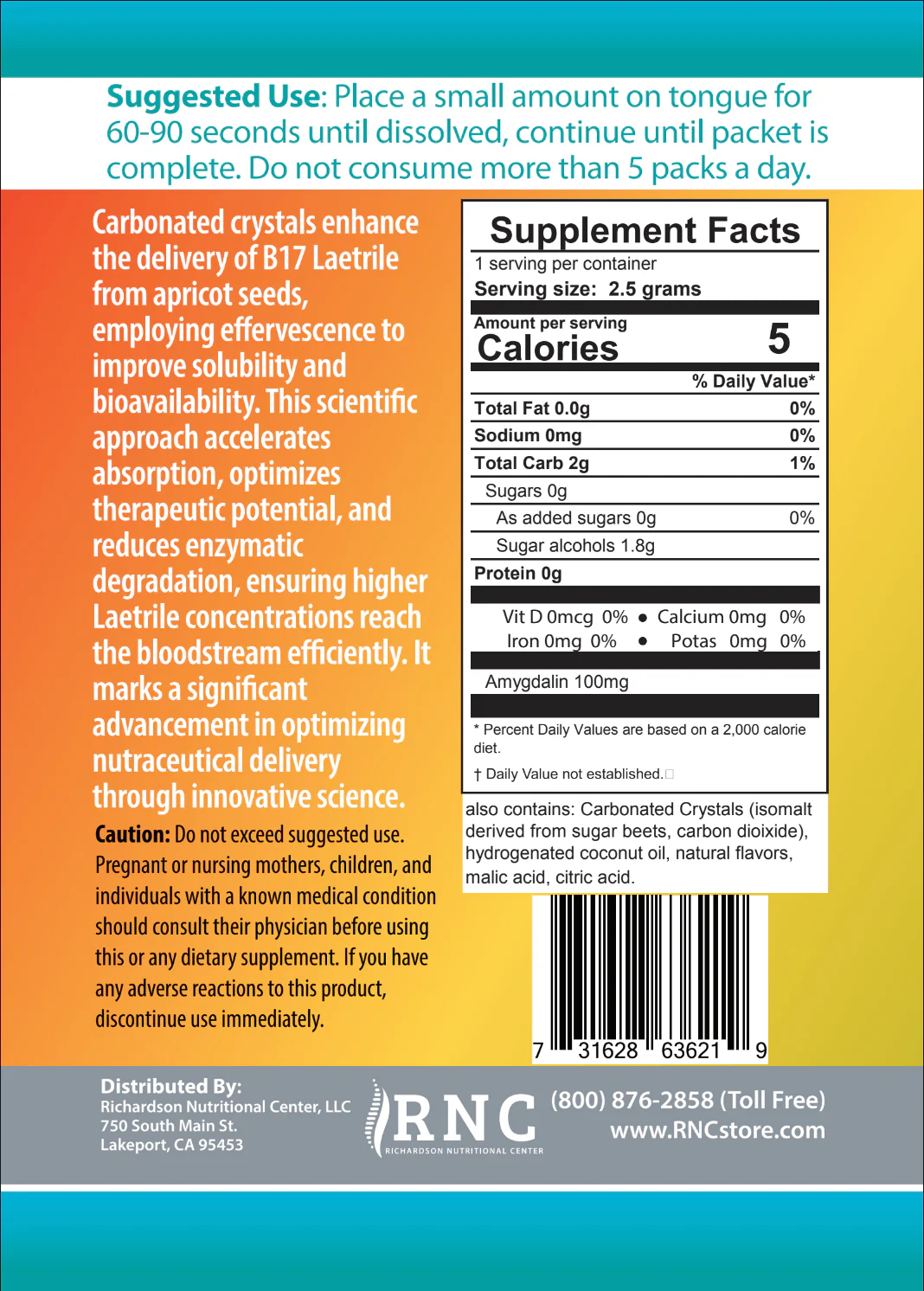 Vita-Rox 100mg B17 Popping Candy- Natural Peach Mango Flavor  (for 12+) - Image 4